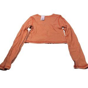 Wild Fable Women's Size Small Long Sleeve Slim Fit Baby Ribbed Tee Shirt Peach